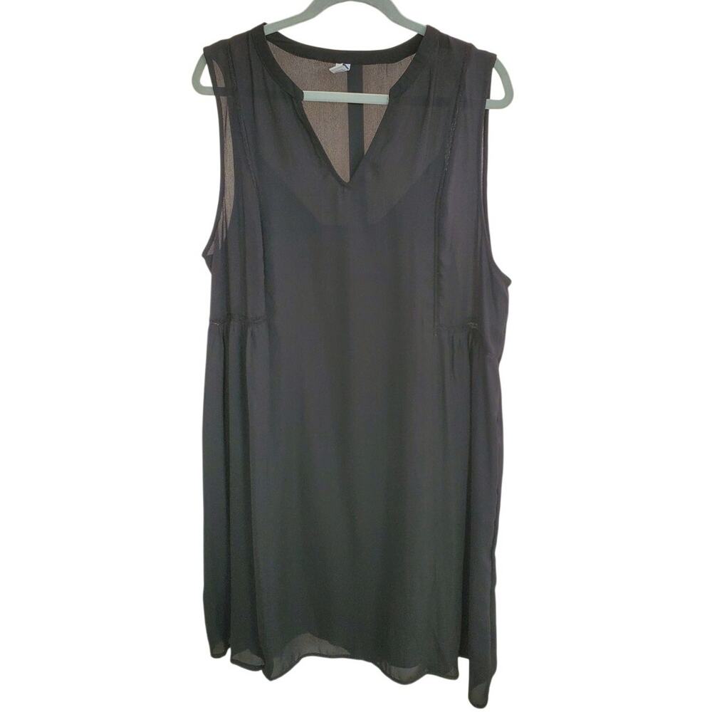 Old Navy Black Sheer Overlay Sleeveless V-Neck Dress With Slip XL